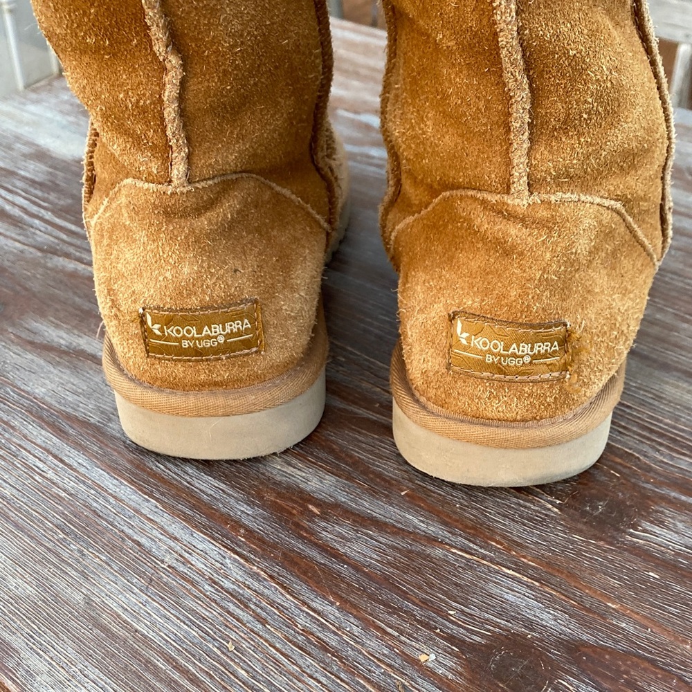 Koolaburra Chestnut Suede Short Shearling Boots - Picture 2 of 5